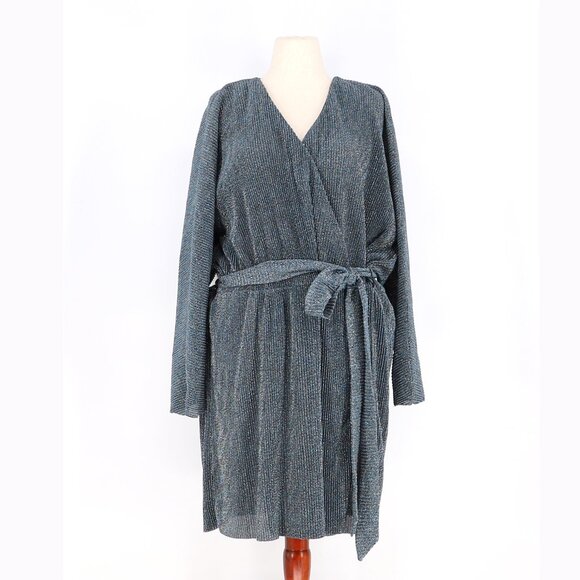 NWT H&M Glittery Jersey Wrap Blue Dress Size 4XL - Picture 3 of 8